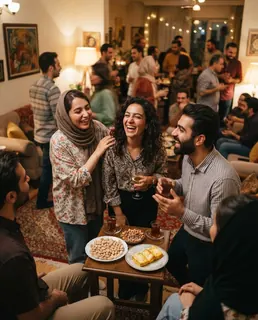 نمونه خروجی پرامپت «لحظههای بیژست مهمانی»، ساختهشده با هوش مصنوعی